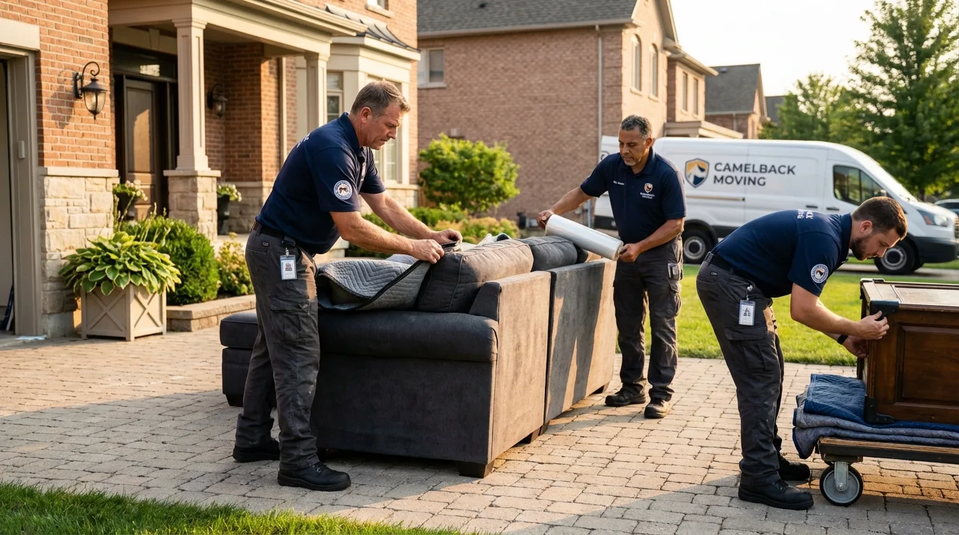 Large estate moving crew wrapping furniture in Liberty, NC