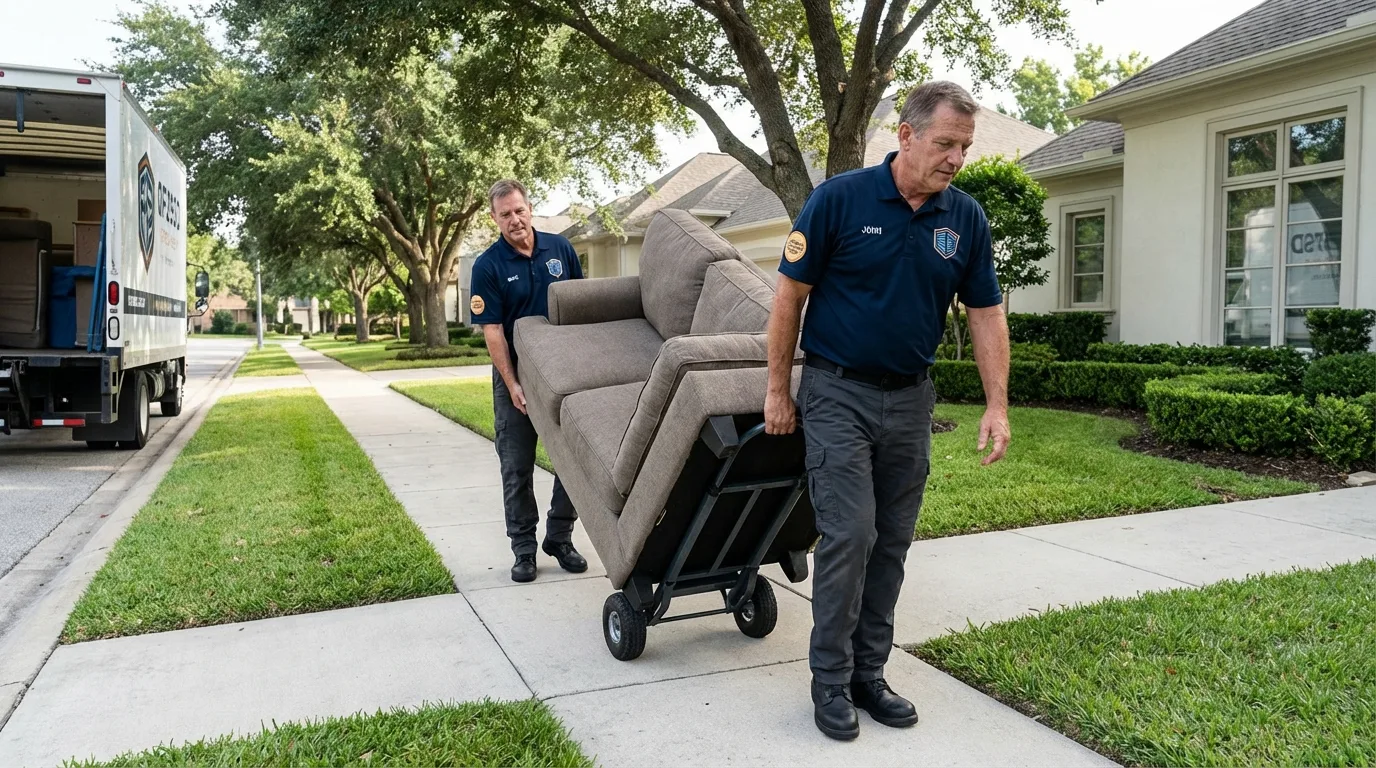 Local residential moving crew loading furniture in Liberty, NC